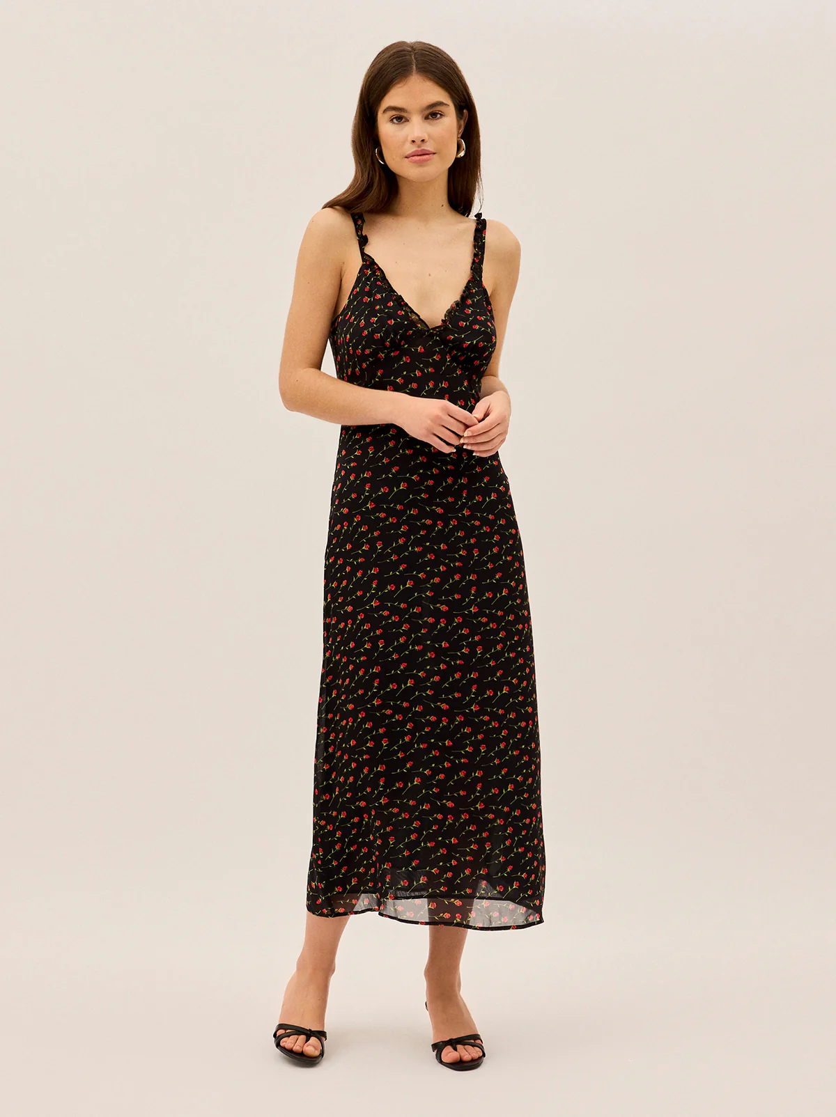 Norah Black Rose Print Dress
