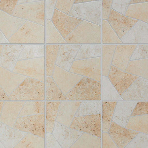 Carrelage sol extérieur effet pierre tons beiges L.42,04 x l.42,04 cm x ép.7,4 mm, Piazza