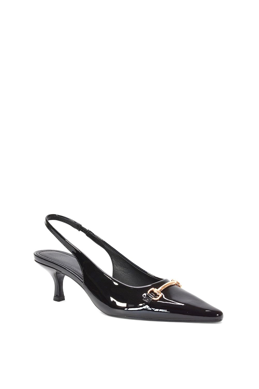 XY London Jane' Pointed Toe Slingback Mid Kitten Heels with Buckle