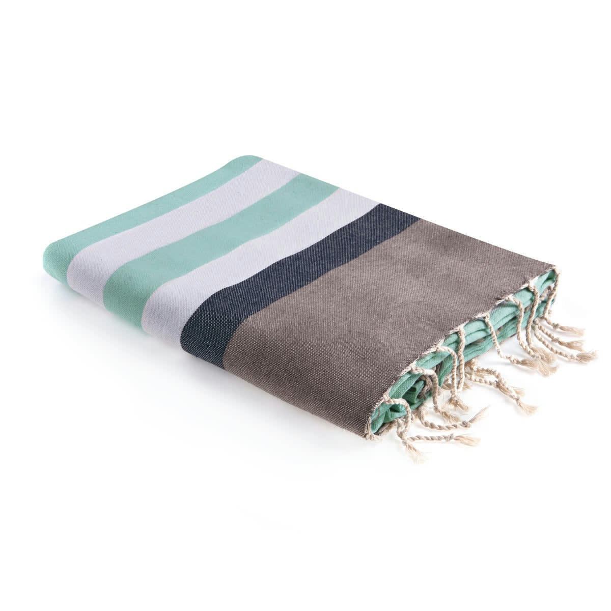 ARCACHON - Fouta tricolore coton  100x200 taupe clair
