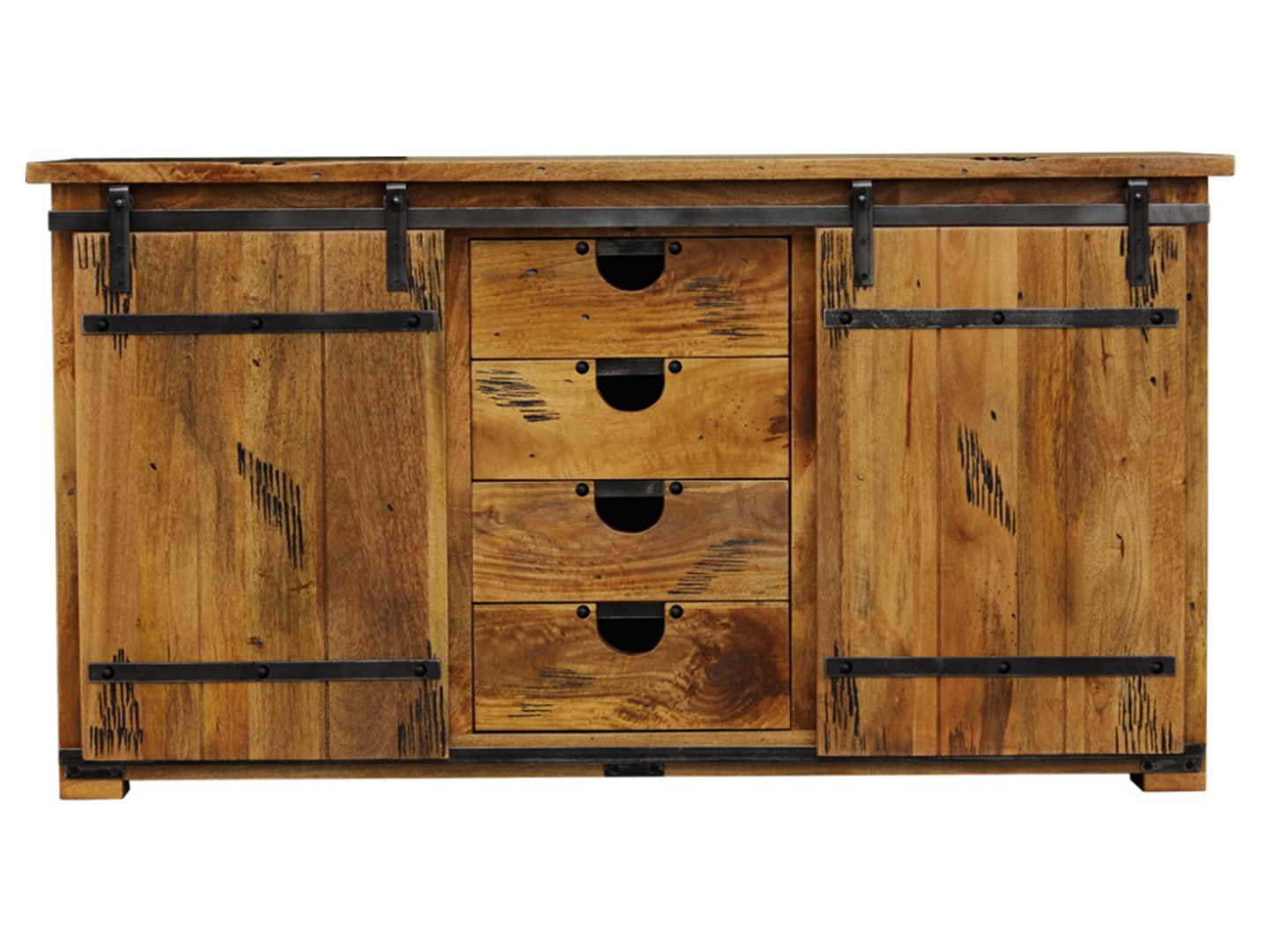 Komoda Magnum 150 cm z 2 drzwiami i 4 szufladami masyw rustic mango
