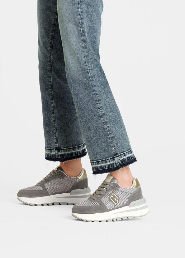 Sneakers in suede e mesh