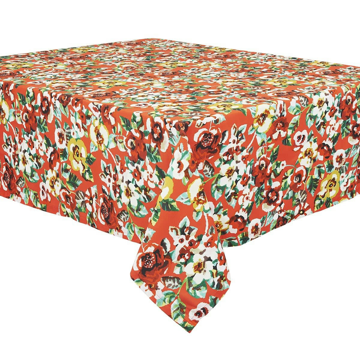 RITA - Nappe grand format en coton imprimé fleuri rouge 140x235