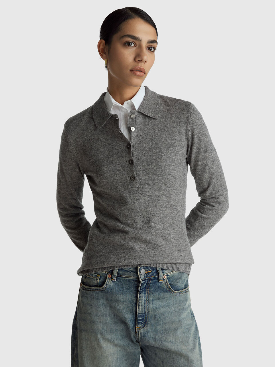 Cashmere blend knit polo