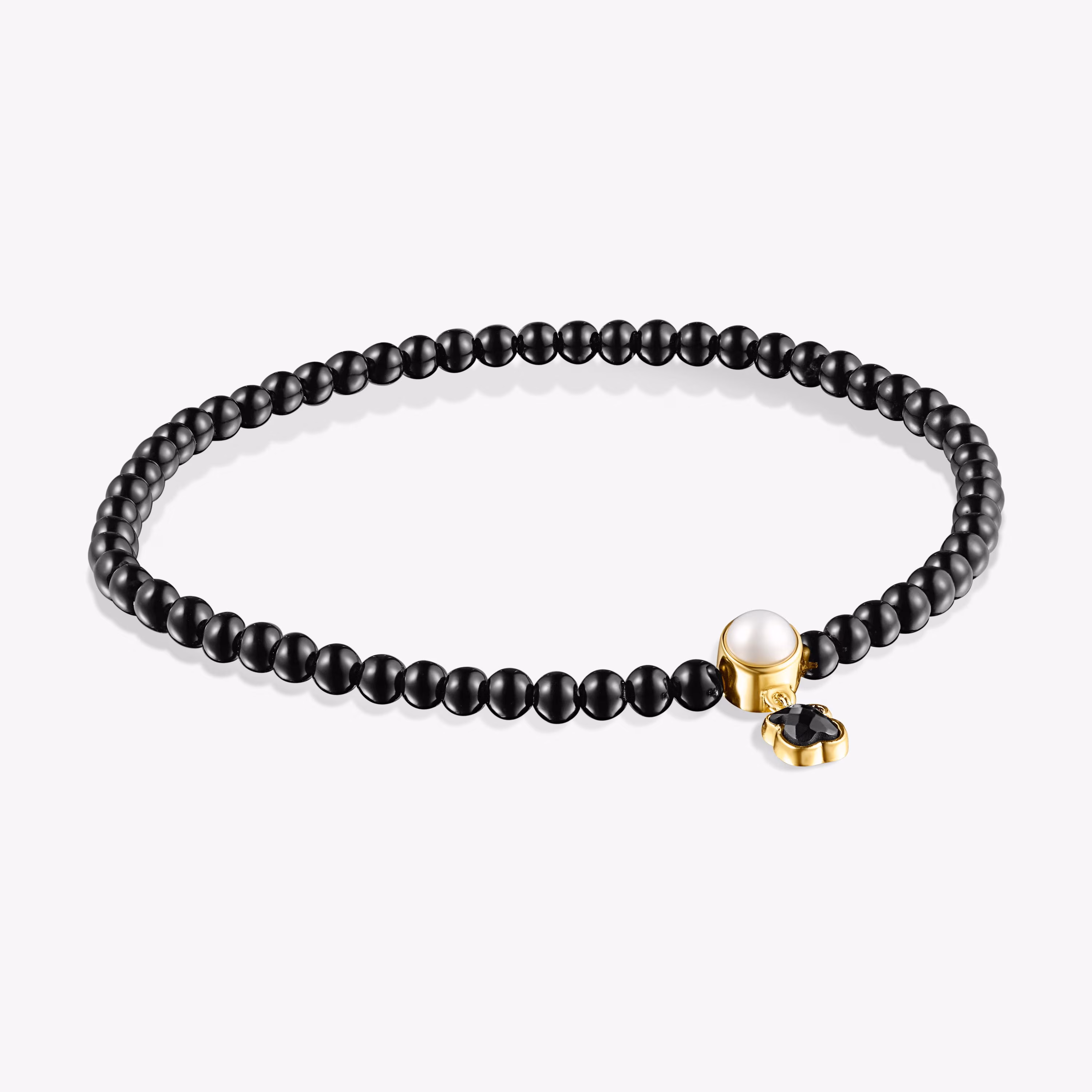 Pulsera de ónix con baño de oro 18 kt sobre plata con perla Glory