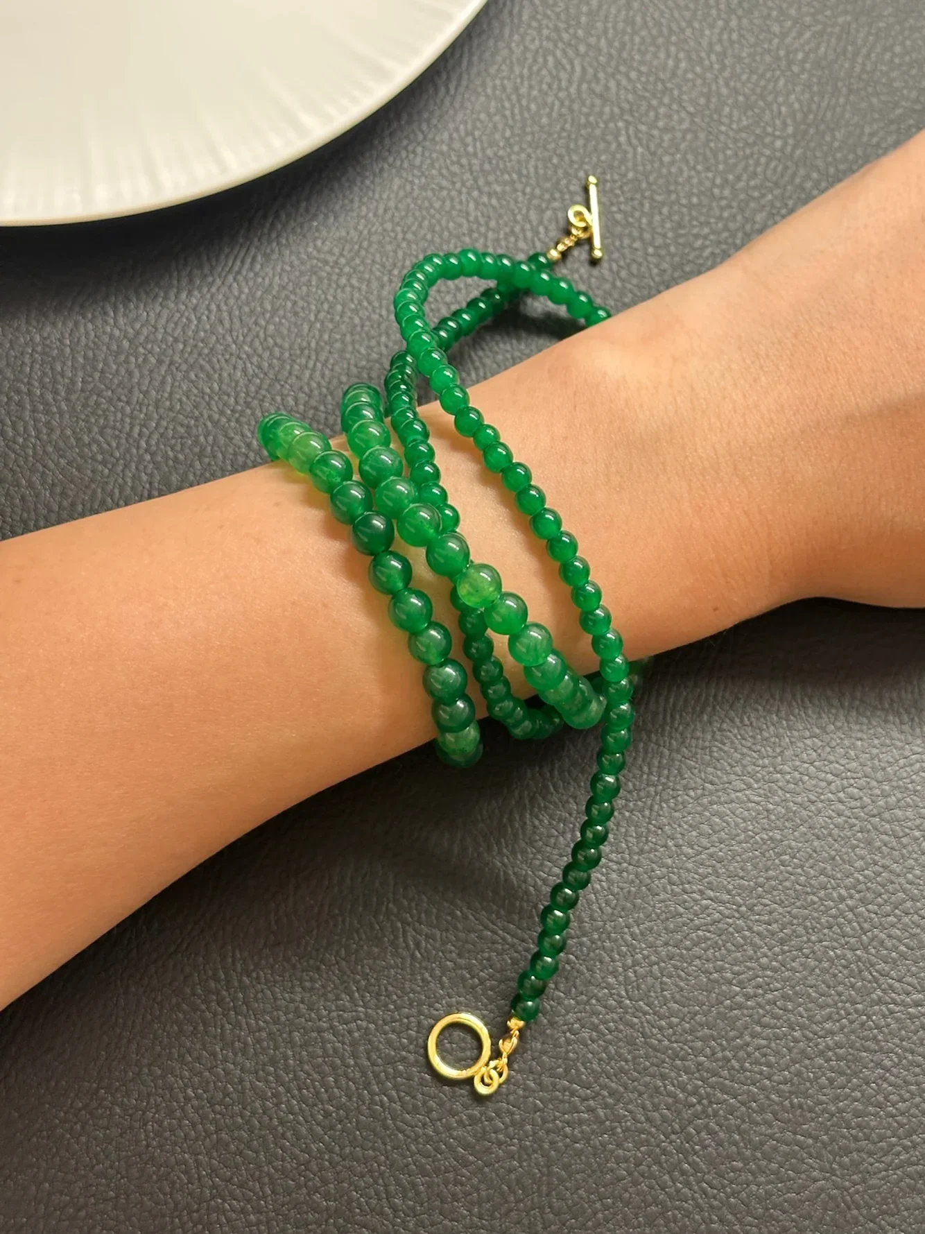 Lime — Green Jade Beaded Necklace