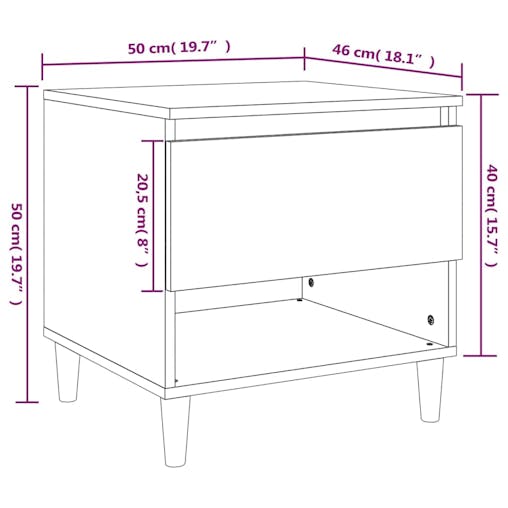 NNEVL Bedside Tables 2 pcs Concrete Grey 50x46x50 cm Engineered Wood