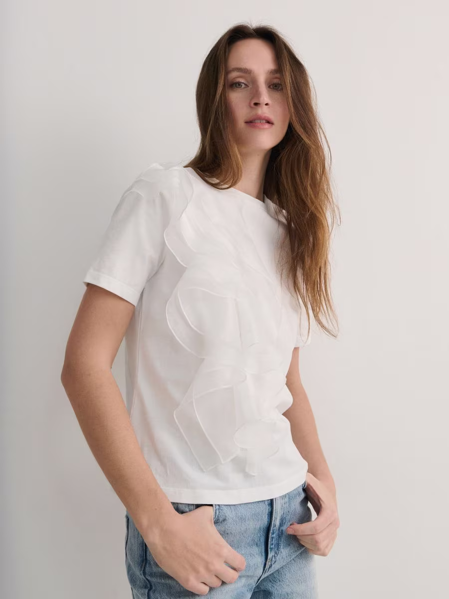 T-Shirt With Decorative Ruffle Detail