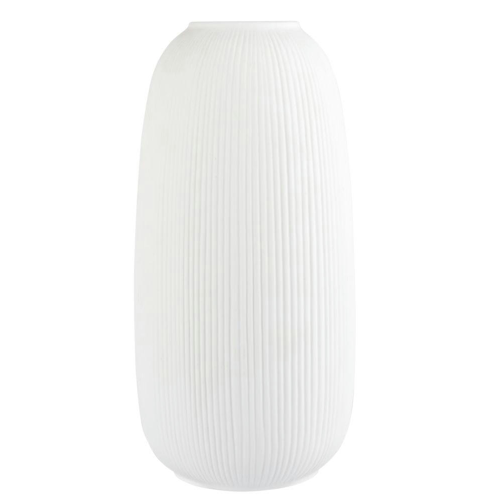 - Vase en porcelaine striée blanche H25