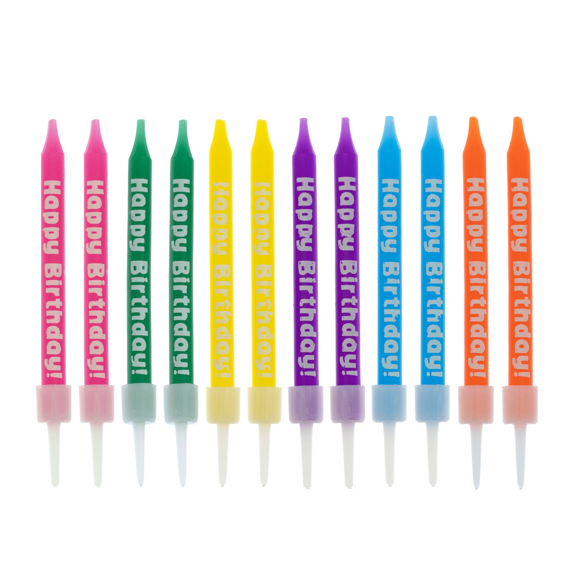 Rainbow Happy Birthday Candles 12 Pack
