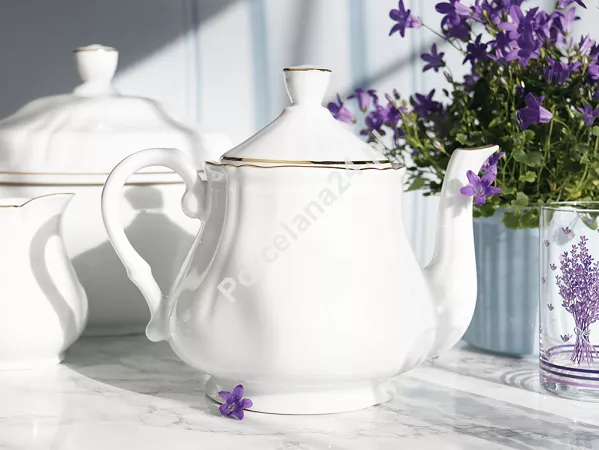 Serwis obiadowo - kawowy na 12 osób (81 el.) Bogucice - Gino White Gold 1273