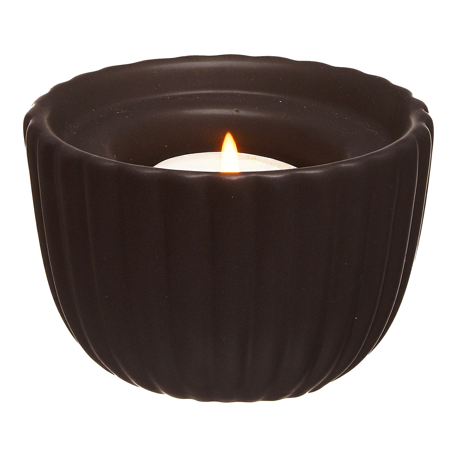 Teelichthalter Rills Schwarz, ⌀ 9 cm, H 60 mm