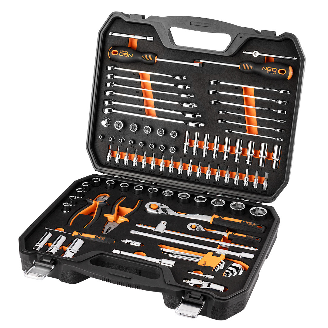 Zestaw kluczy nasadowych CRV 1/2" 1/4" 95 elementów w piance EVA NEO TOOLS