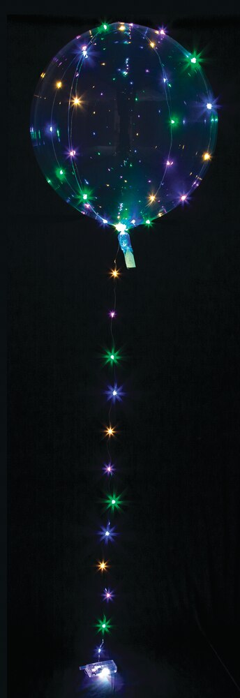 Orbz Transparent Light-Up  Clearz Foil Balloon, Multi-Coloured, 18-in, Helium Inflation & Ribbon Included for Birthday/Special Occasion