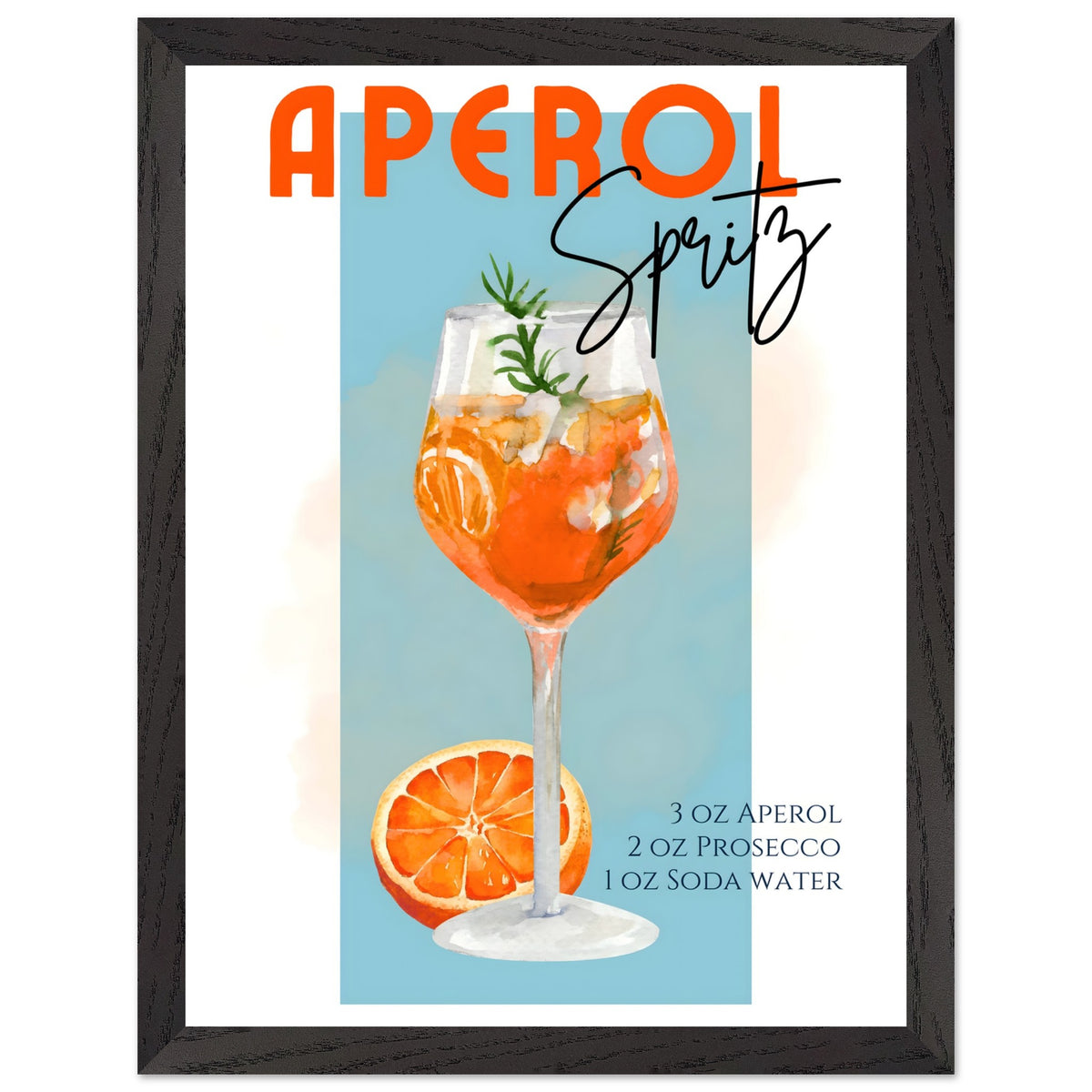 Artfulprints Poster met Lijst Aperol Spritz - Blue  - 30x40 cm - Blauw
