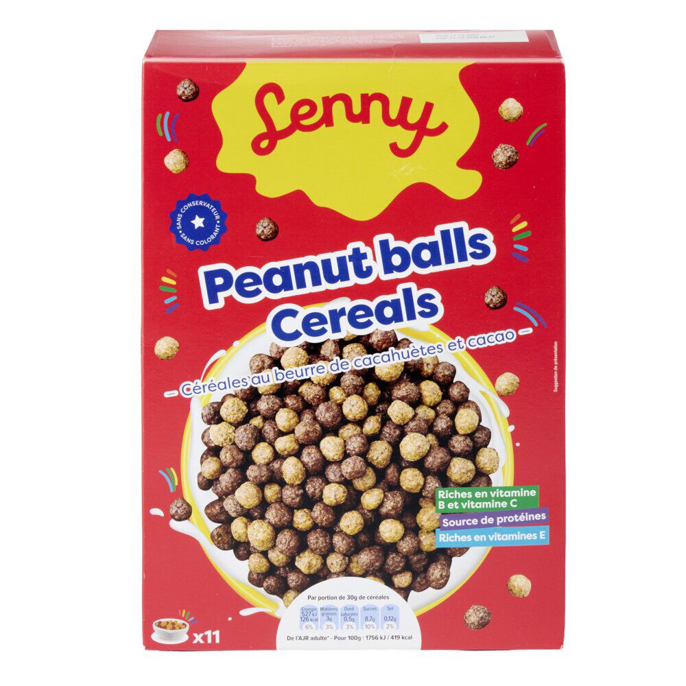 Céréales soufflées Lenny boules au beurre de cacahuète et cacao 300gr