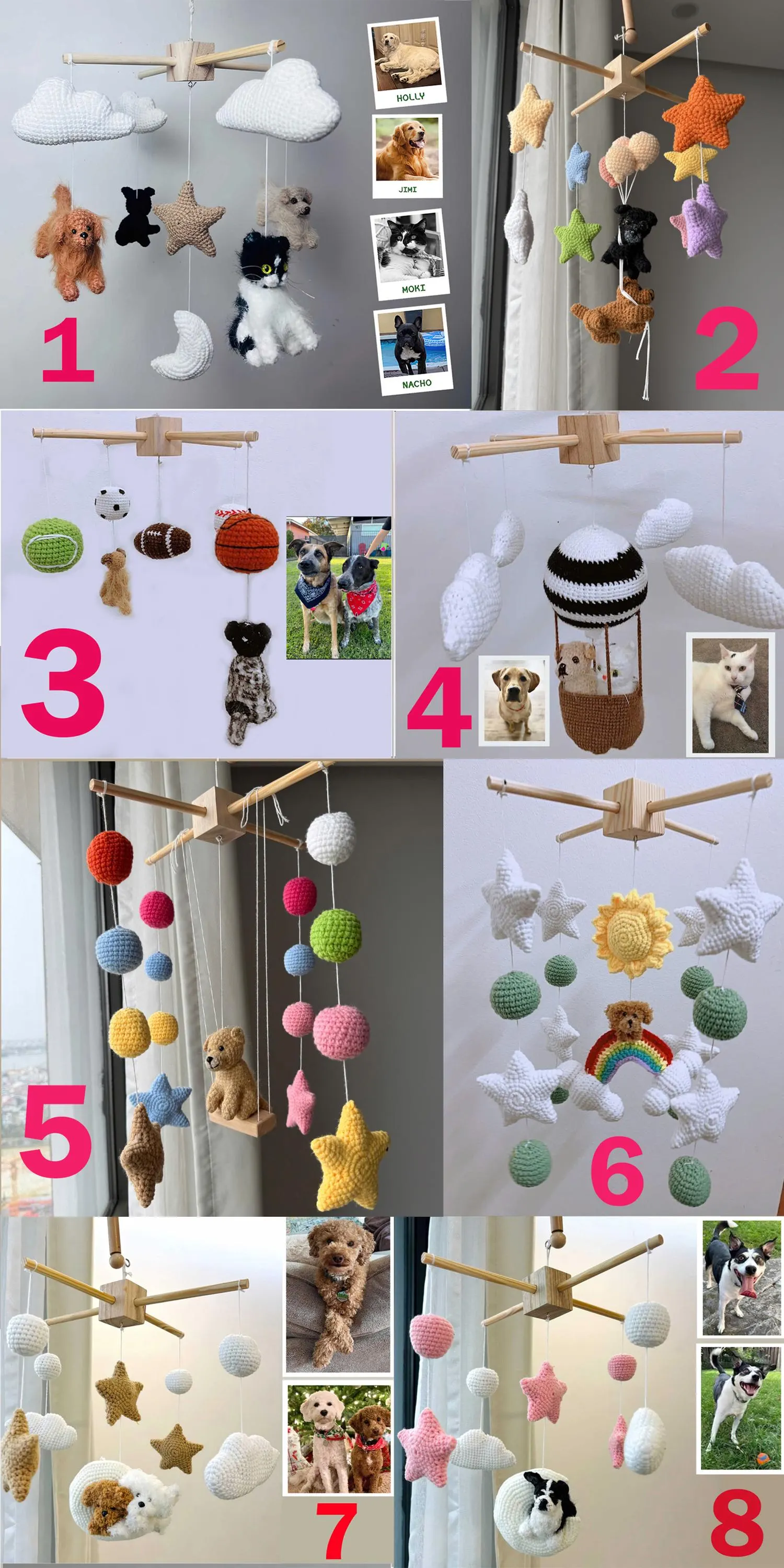 Custom Baby Mobile, Nursery Mobile, Moon Mobile, Baby Crib Mobile, Nursery Decor, First Baby Gift, Baby Birthday Gift, Dog Lover Gifts