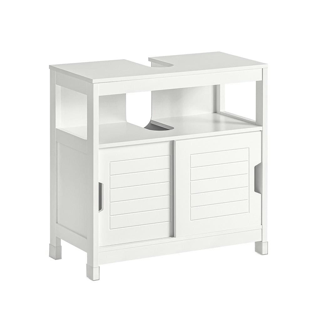 - Meuble sous lavabo 2 portes effet bois blanc