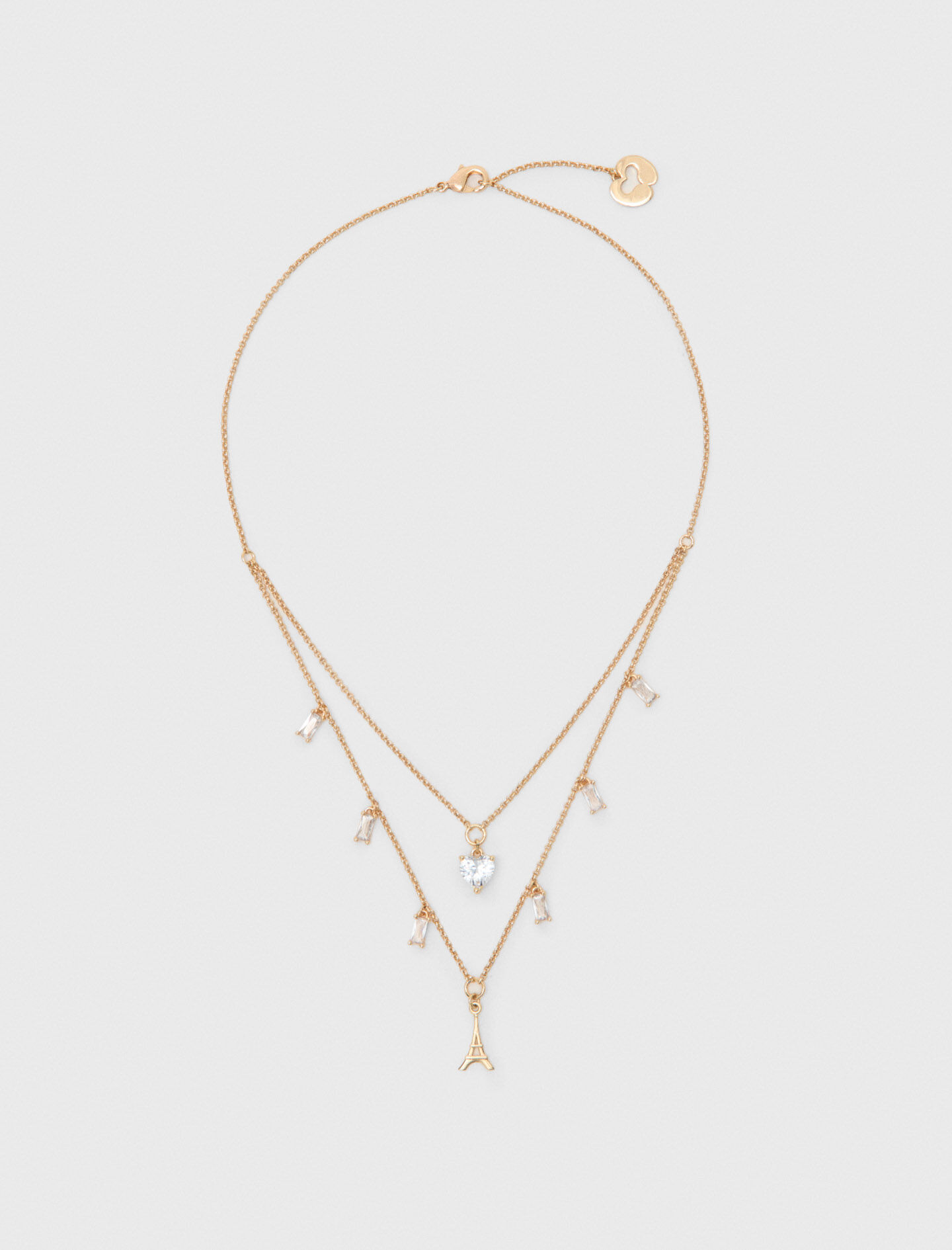 Collier double à charms strassés