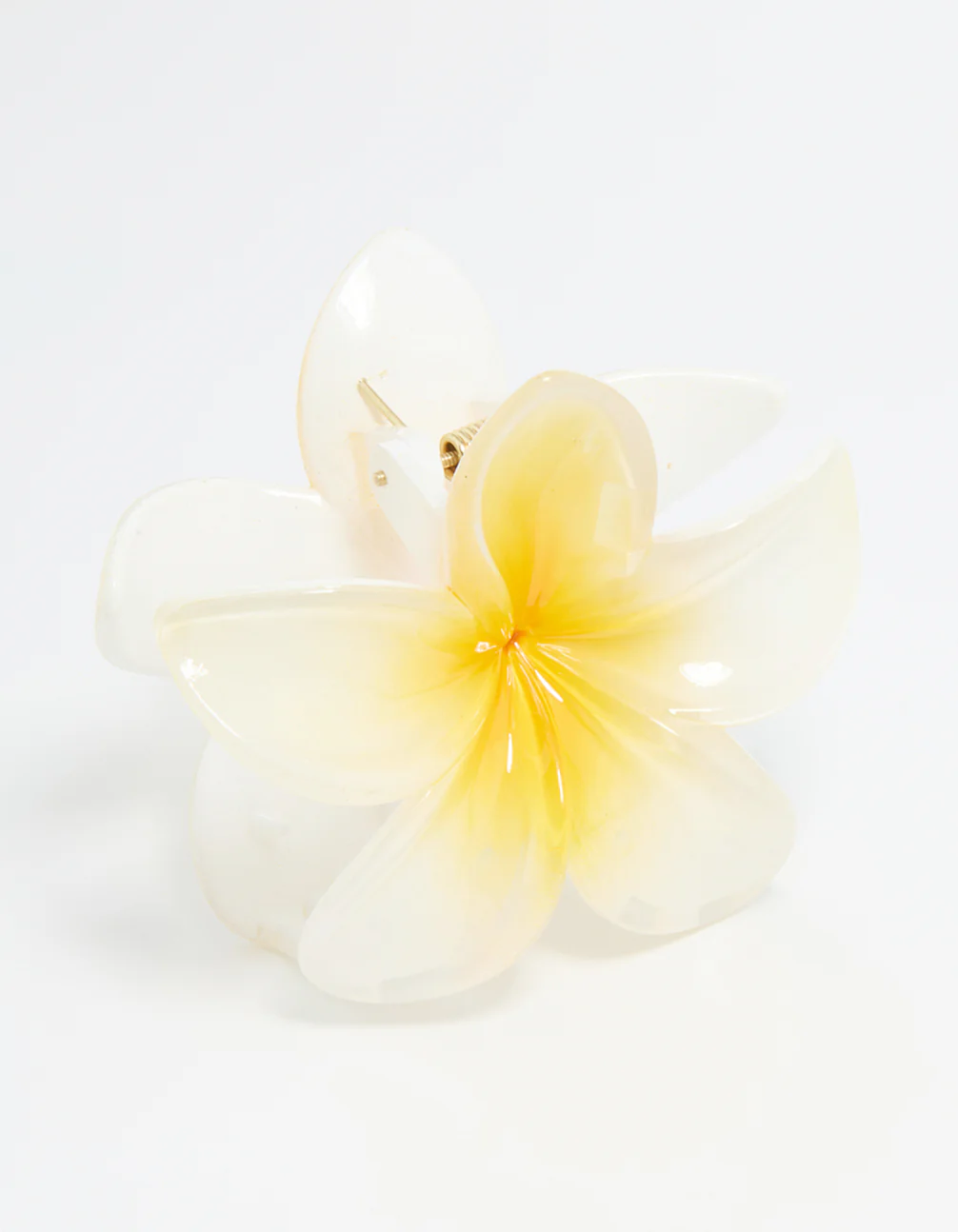 White Frangipani Flower Hair Claw Clip