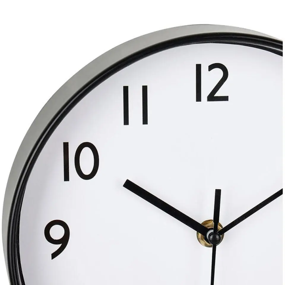 Ostaria Wandklok/muur klok - D20 cm - kunststof - zwart