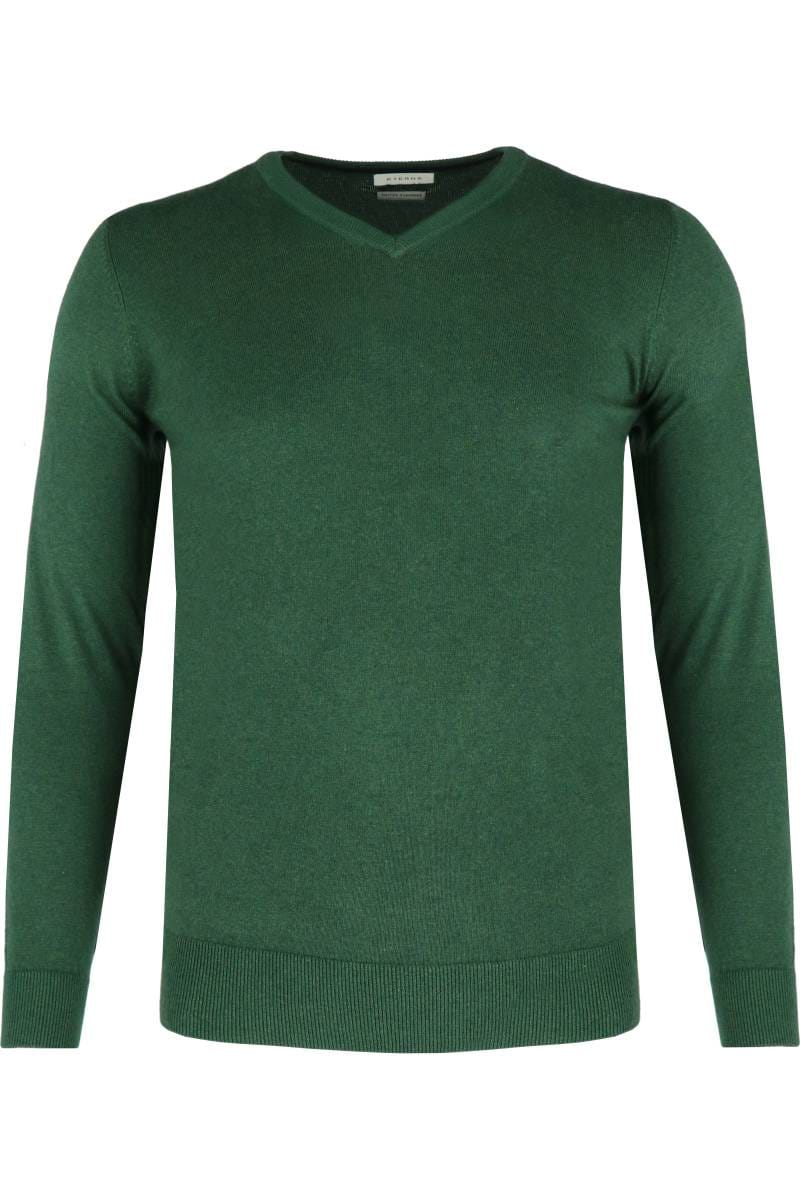 ETERNA Regular Fit Pullover V-Ausschnitt dunkelgrün, Einfarbig