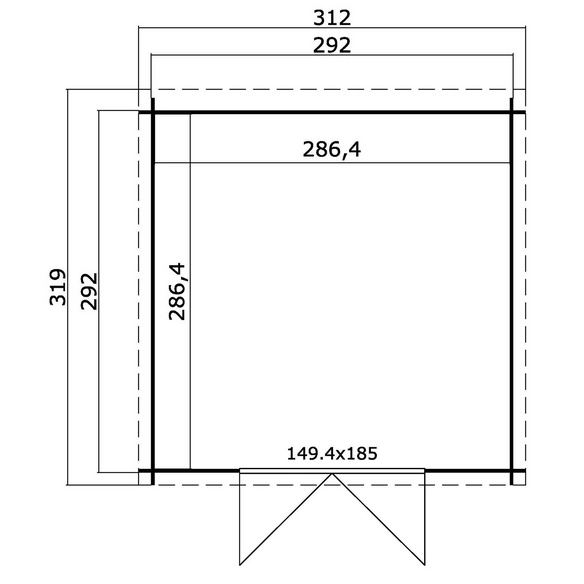 Gartenhaus »Sacramento«, BxHxT: 312 x 210,9 x 319 cm (Außenmaße inkl. Dachüberstand), Holz