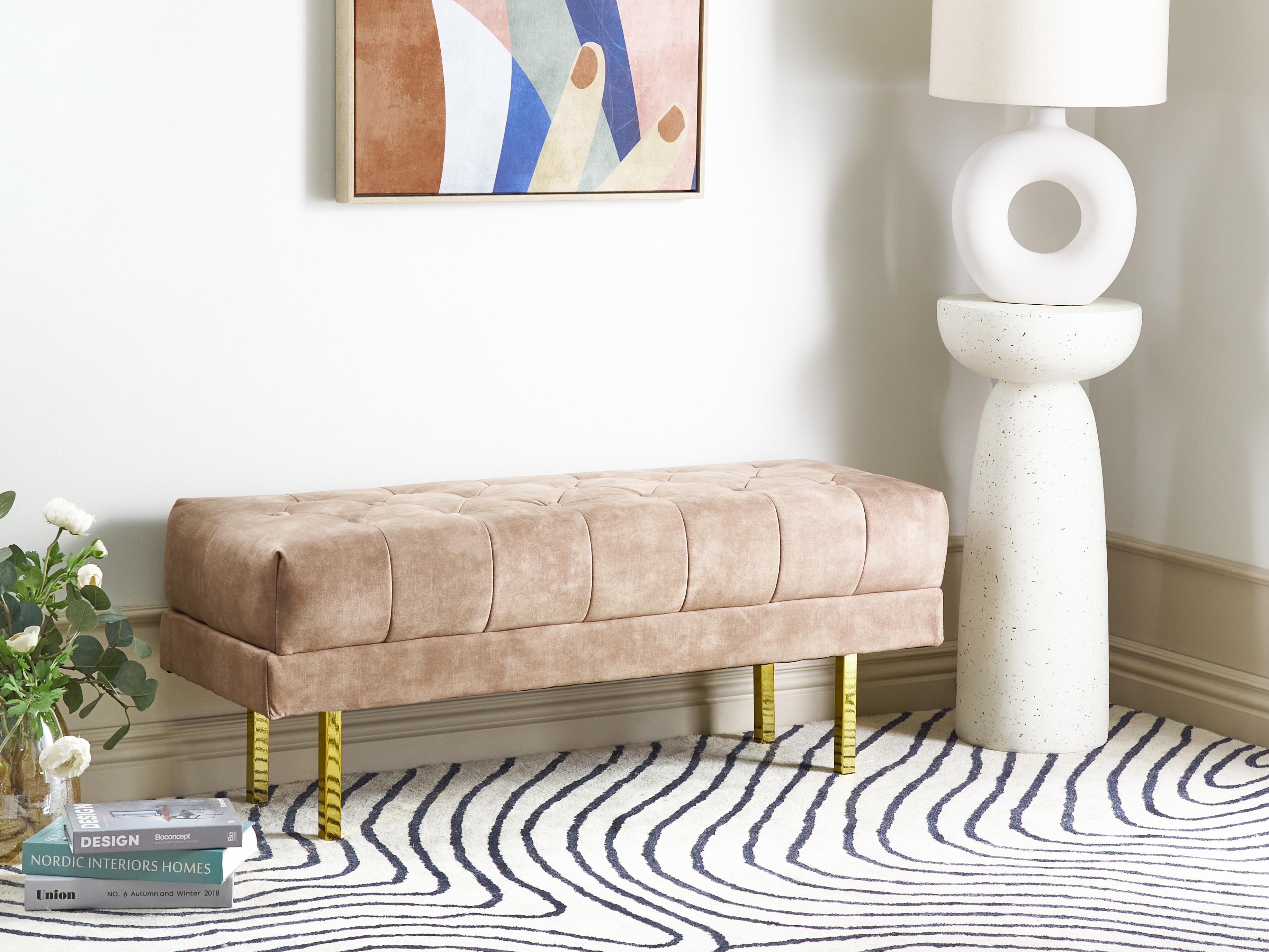 Upholstered Bench ROSEVILLE Velvet Taupe