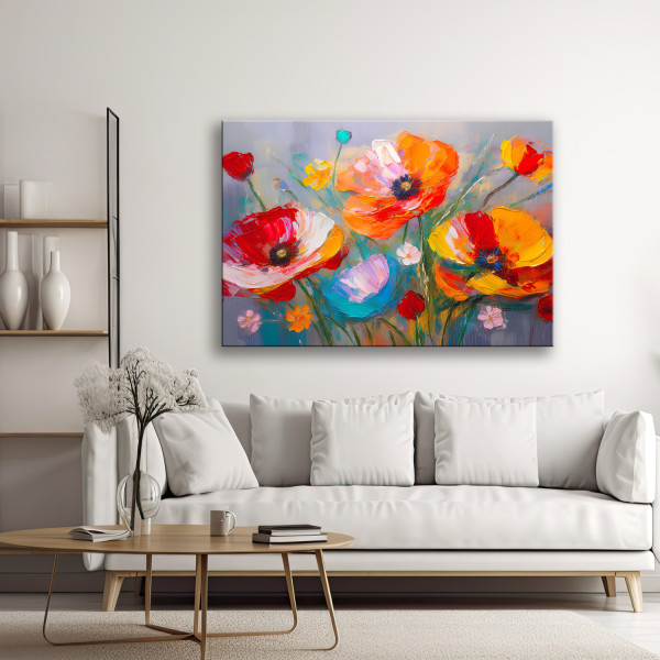 Feeby Obraz na płótnie, Kolorowe Maki Polne Malowane 60x40