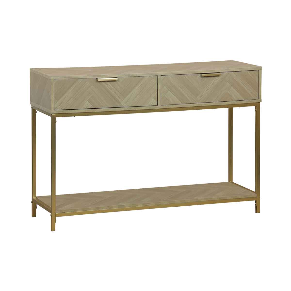 Consola CHEVRON bege em mdf com 2 gavetas