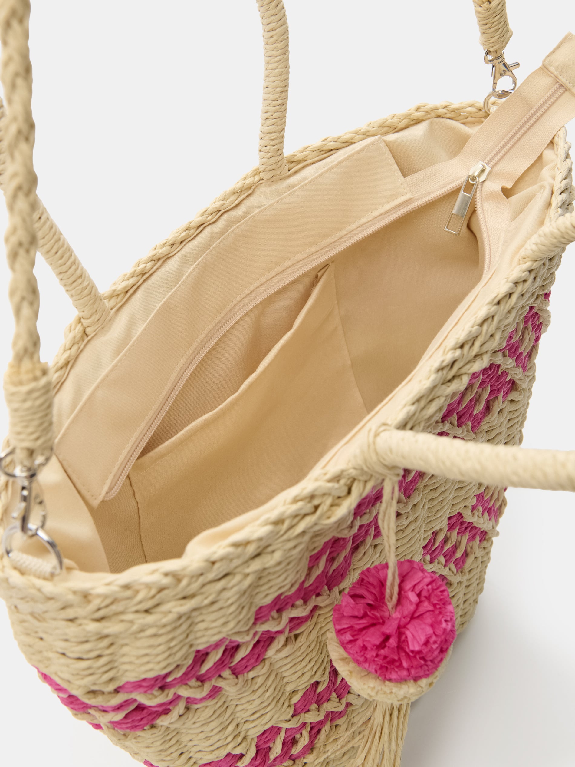 Pleciona torba shopper na ramię z chwostem
