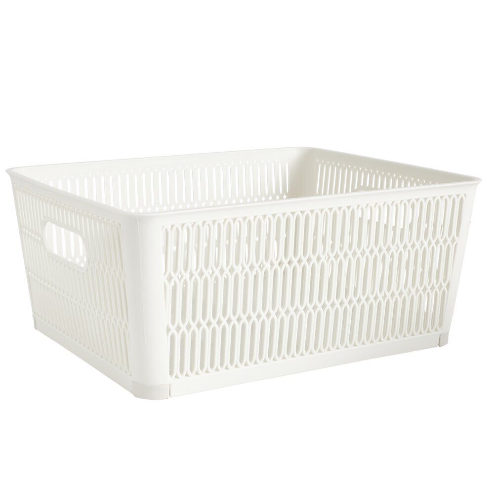 Panière de rangement 5,8L ajourée empilable plastique blanc 28x23xH12,5cm