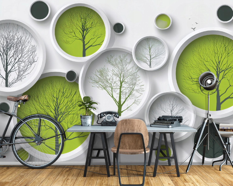 Fototapeta 3D Zielony Na Flizelinie Do Sypialni Salonu 250x175