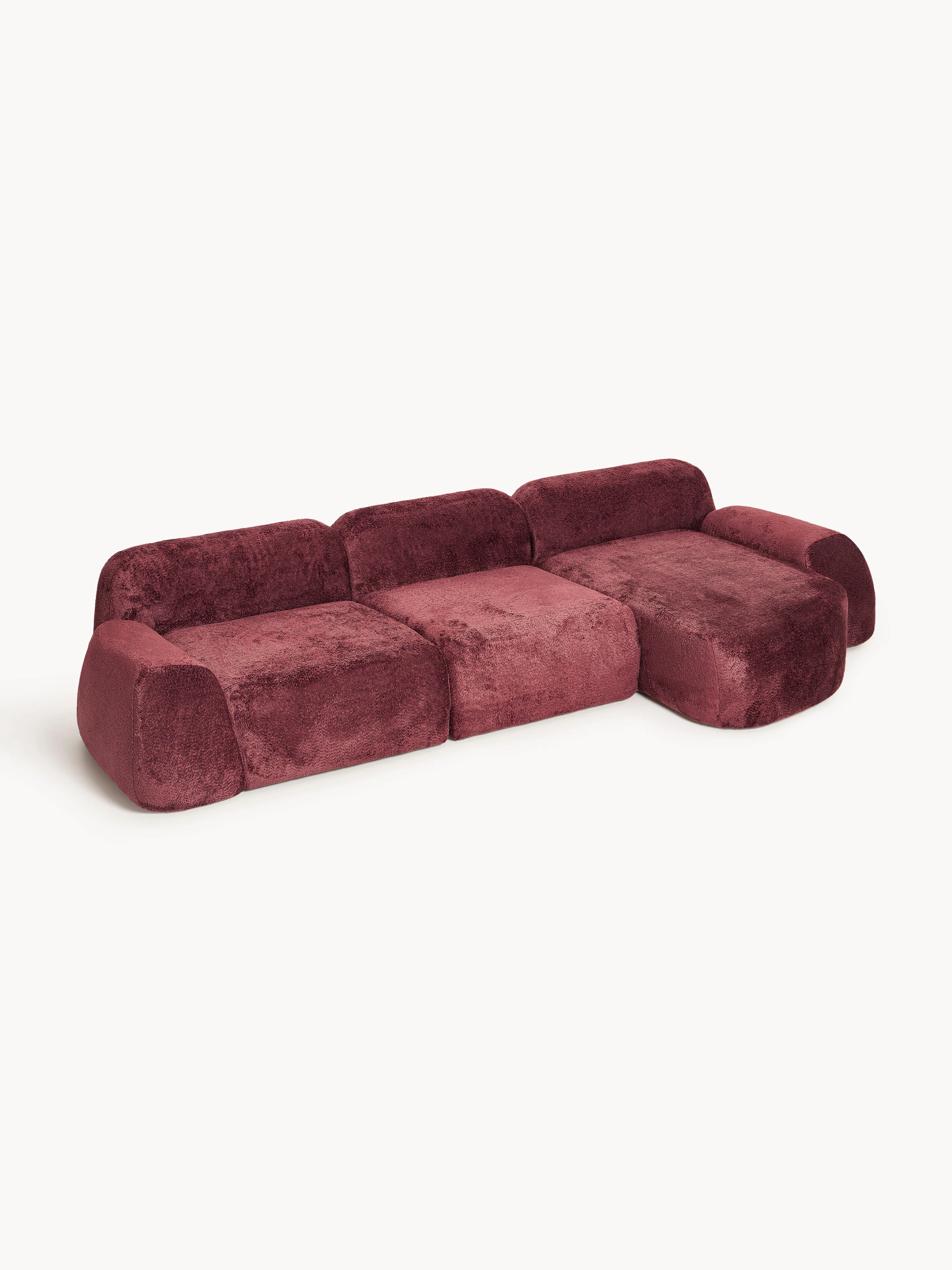 Modulares Ecksofa Wolke (4-Sitzer) aus Teddy-Bouclé