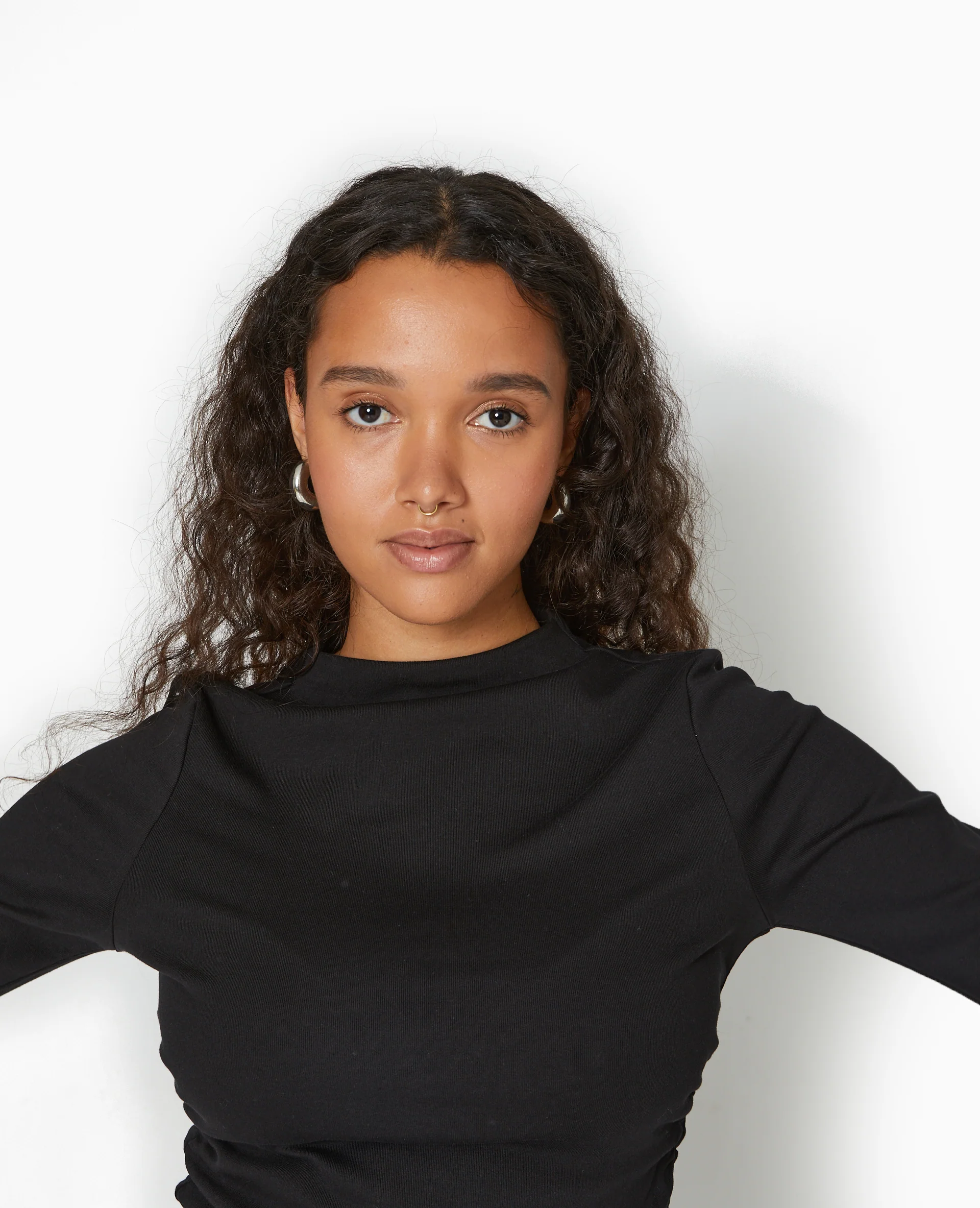 Top col montant avec fronces côtés