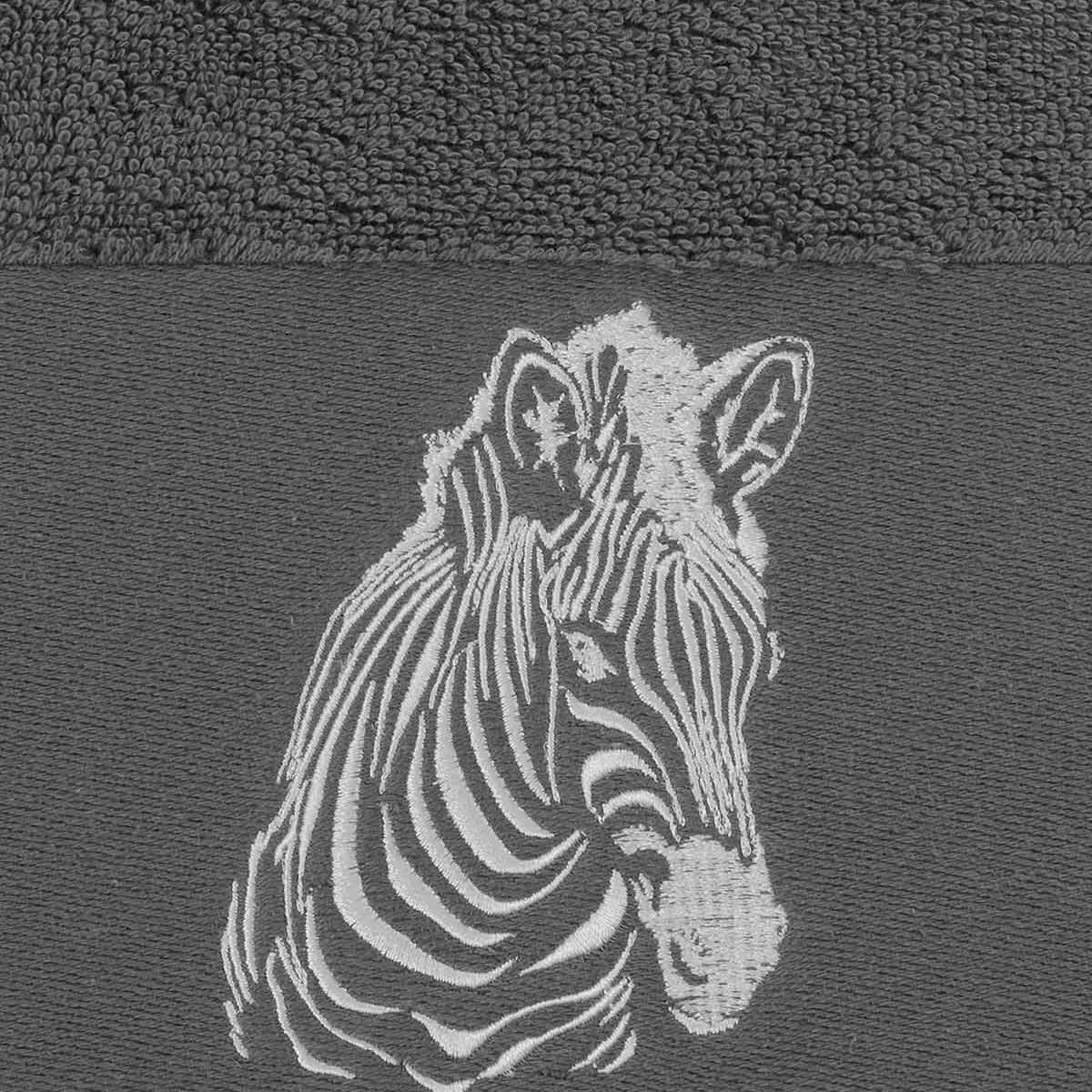ZEBRA - Lot de 3 serviettes invité Anthracite 30x50 cm