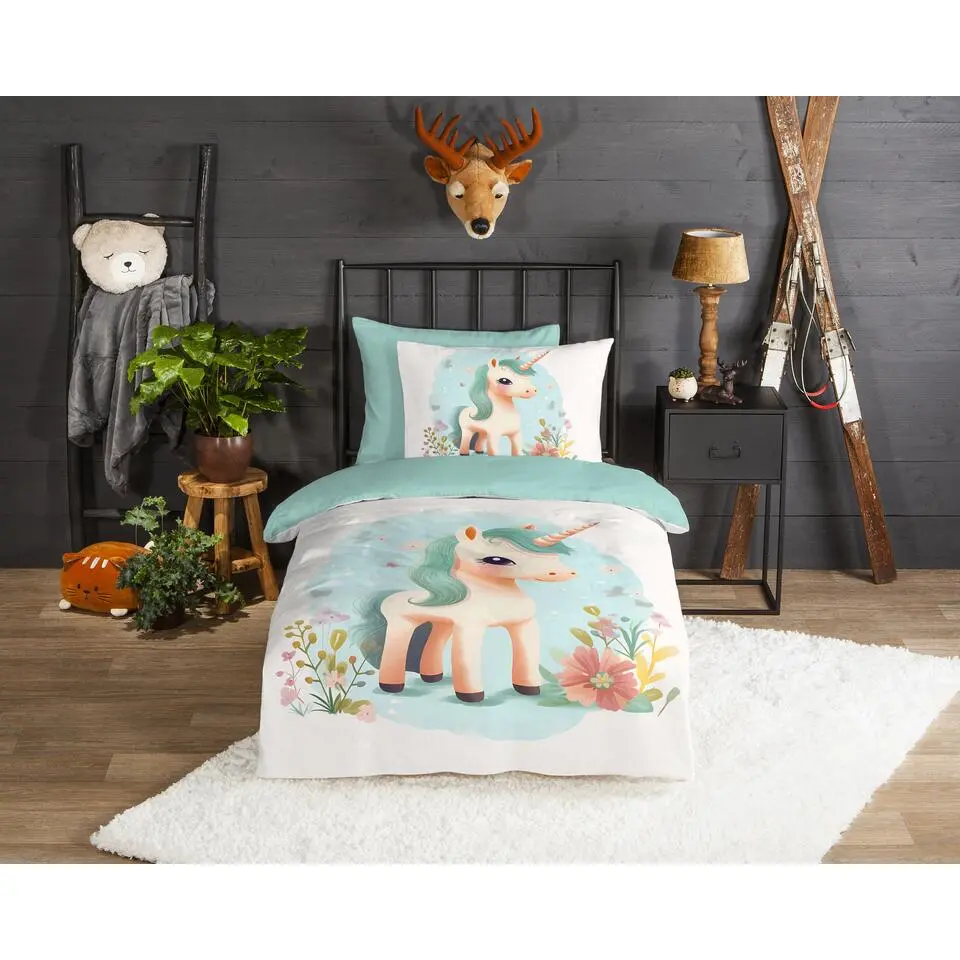 Good Morning One Unicorn Flanel Dekbedovertrek Multi