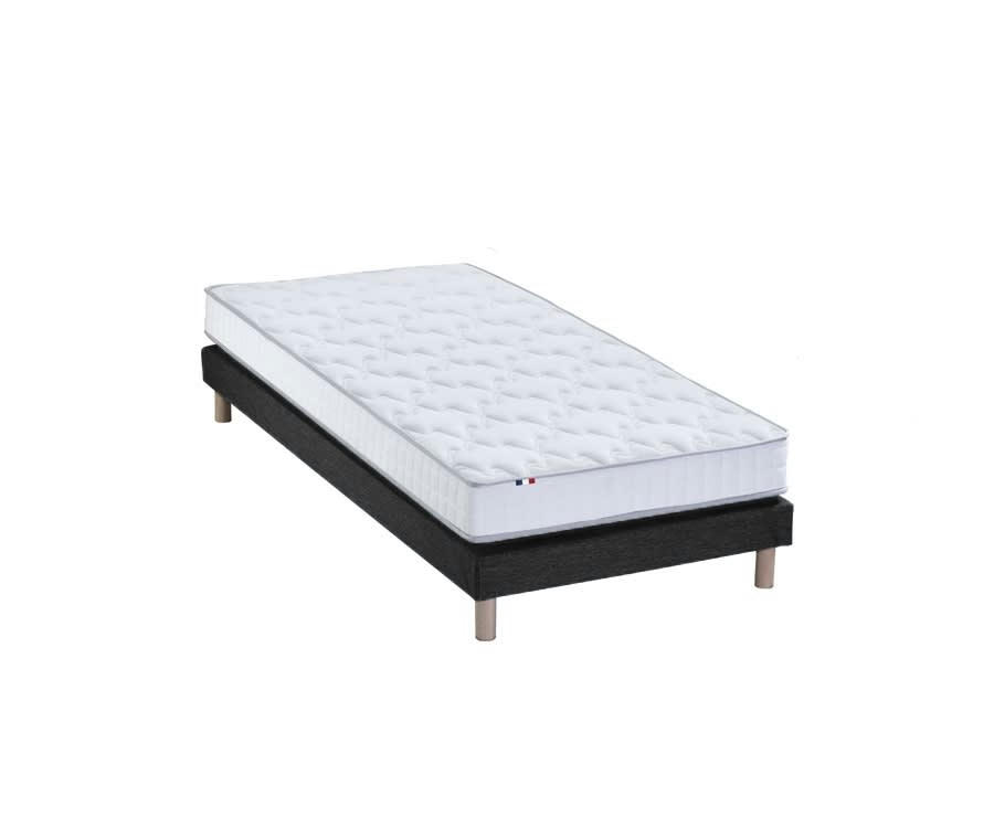ENSEMBLE ESSENCE - Ensemble matelas mousse et latex sommier noir 90x190