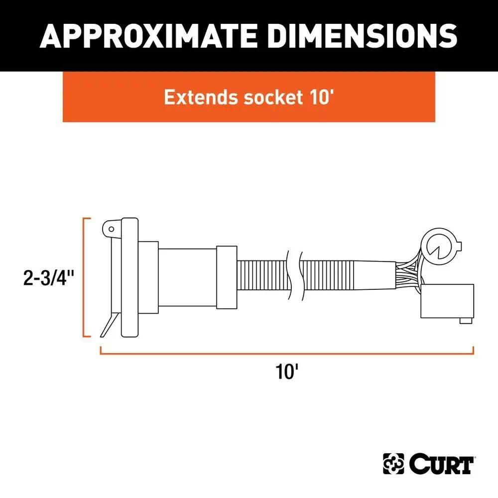 CURT 10-ft Custom Wiring Extension Harnesses (7-Way Blade)