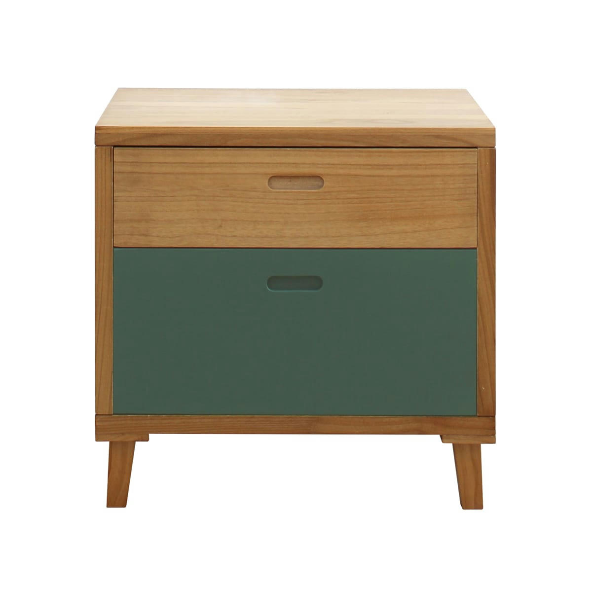 - Table de chevet avec 2 tiroirs en bois marron et vert