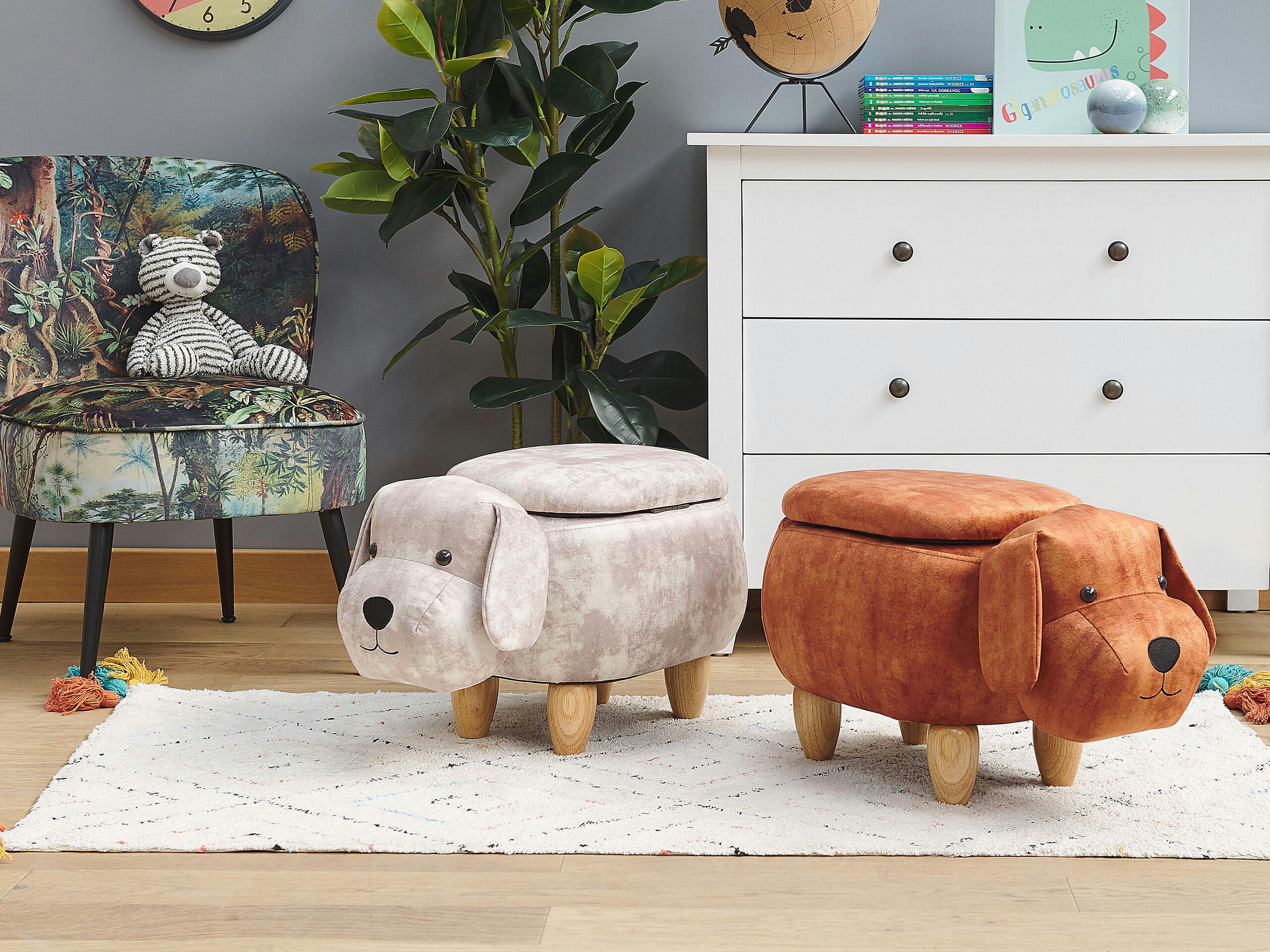 DOGGY - Tabouret enfant en velours marron