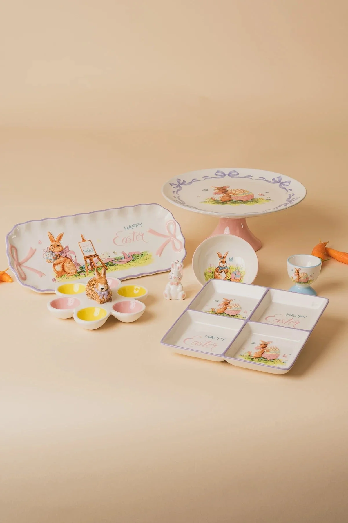 Decorative Pink Ceramic Bunny Hanger