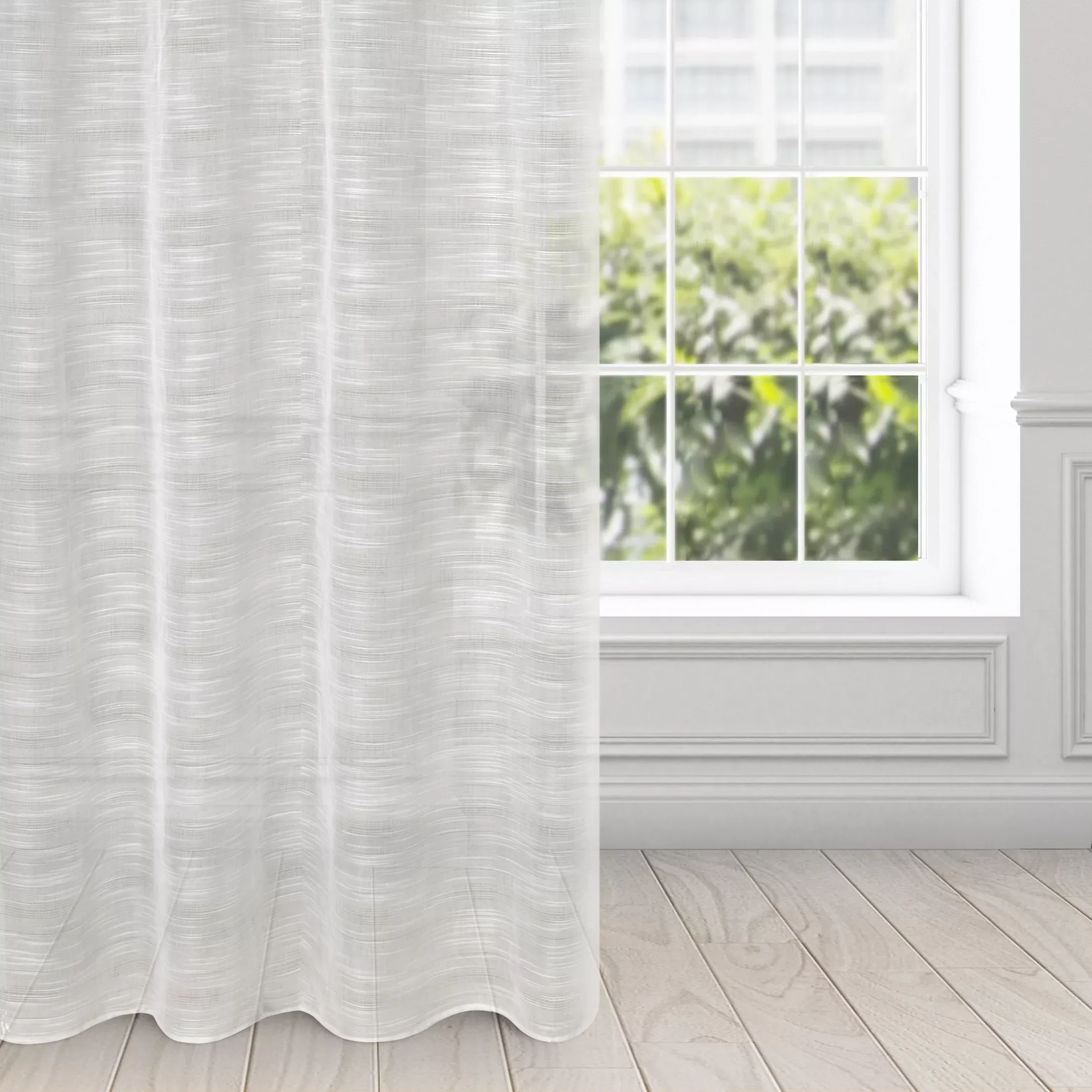 Firana kremowa z efektem deszczyku półprzezroczysta 140x250 cm przelotka ASTERA