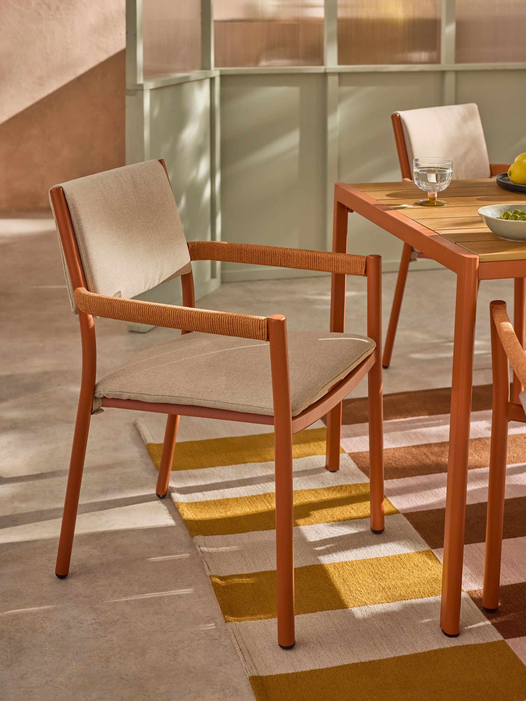 Estelle Garden 6 Seater Dining Set in Terracotta