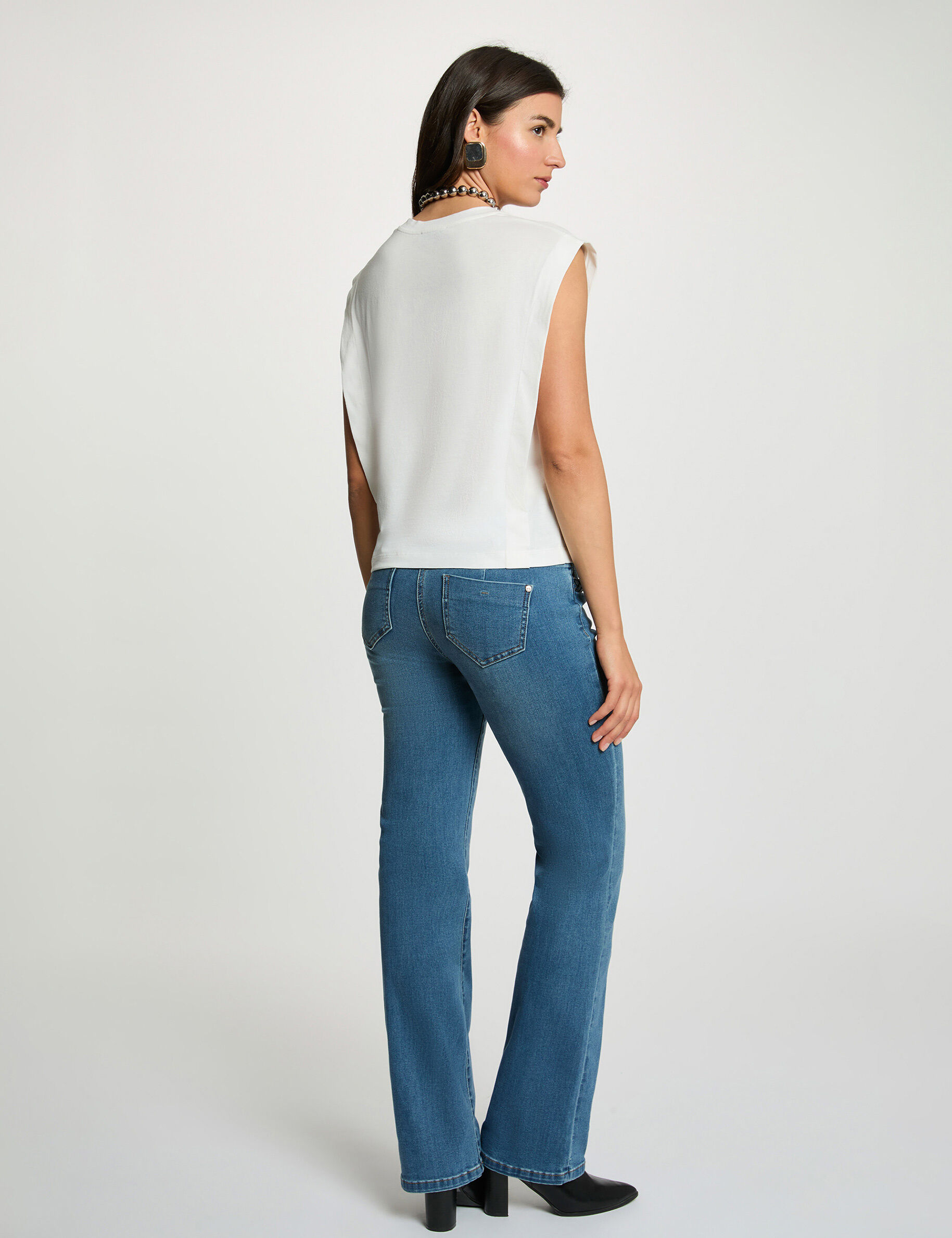 Straight T-Shirt With Round Neck White Women