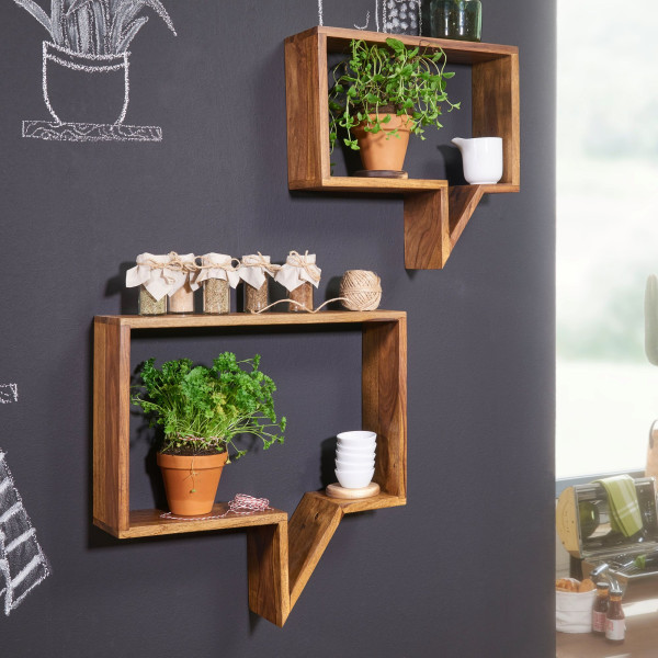 FineBuy Półka ścienna drewno brązowy 50 cm