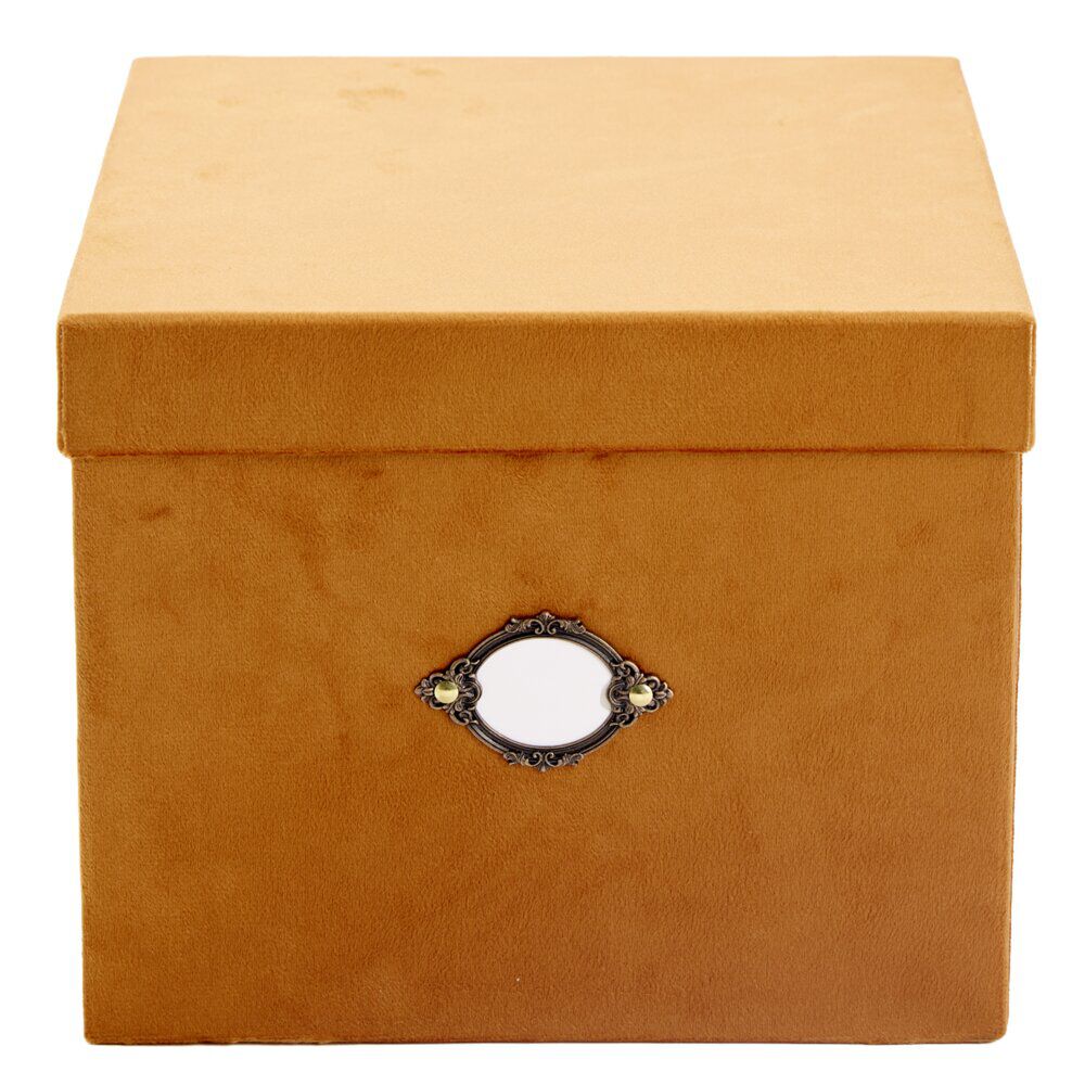 BoÎte de rangement carrée velours marron 25x20xH30cm - Taille M