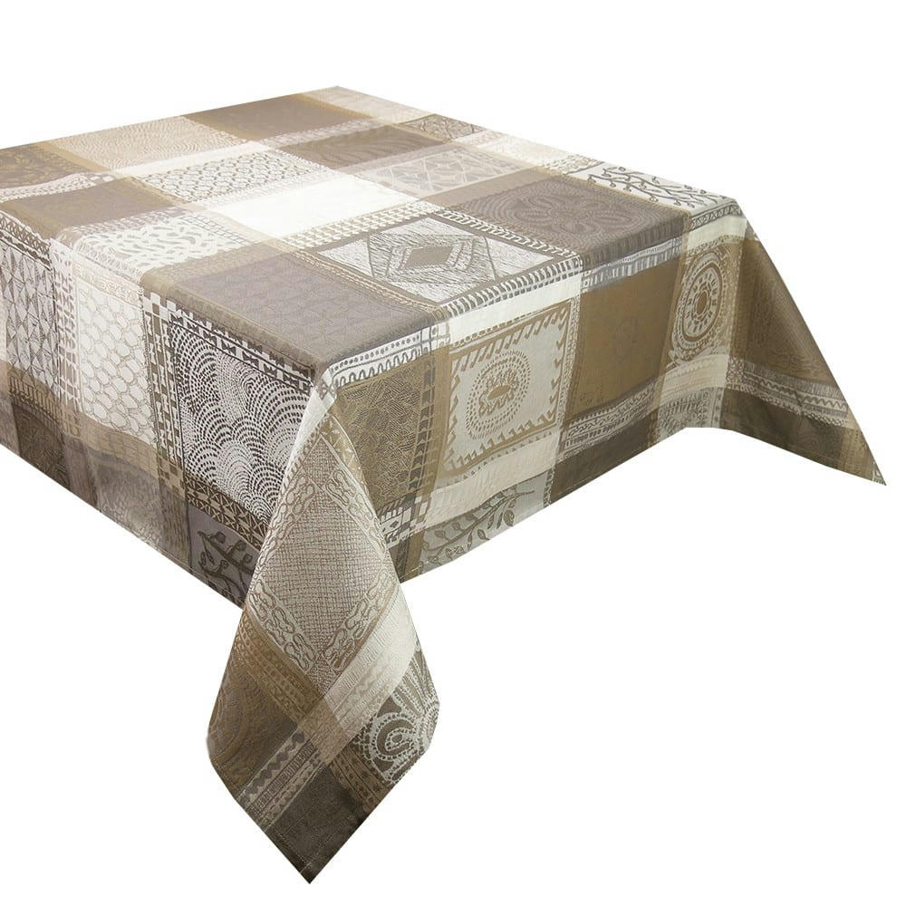 MILLE WAX ARGILE - Nappe carrée  pur coton beige 115x115 cm