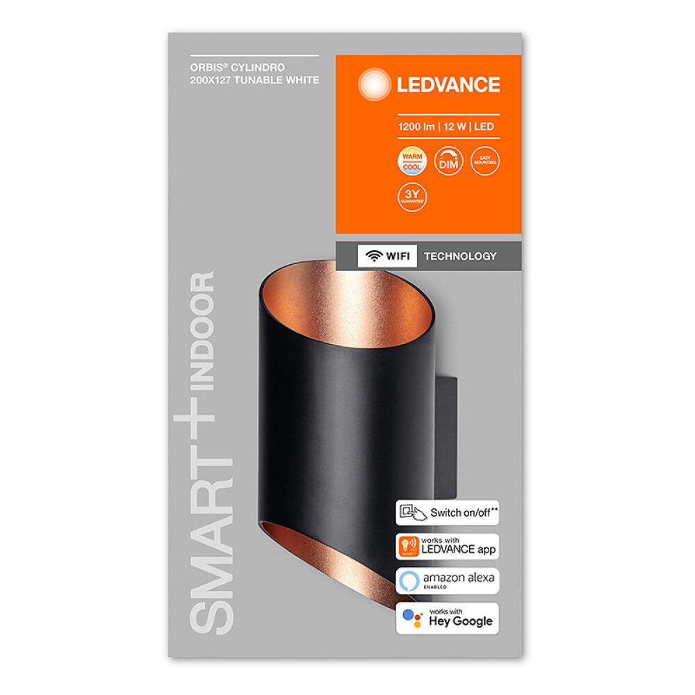 VEGGLAMPE LEDVANCE SMART  WIFI CYLINDRO ORBIS SVART