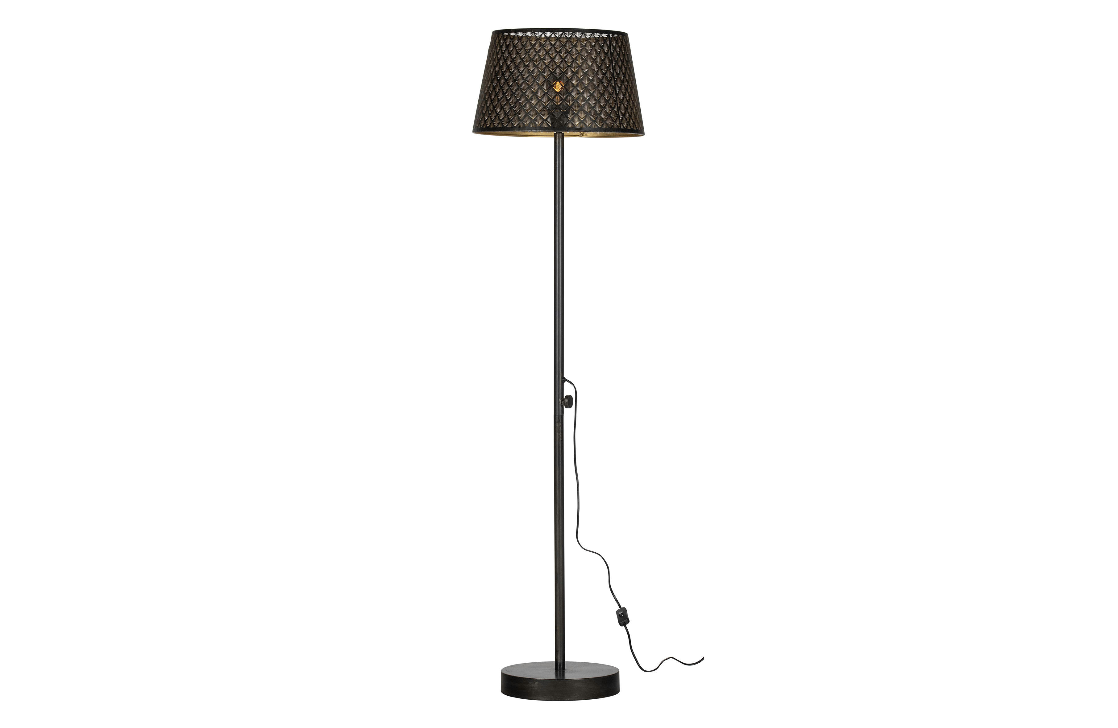 KARS - Lampadaire lampe sur pied métal noir et doré